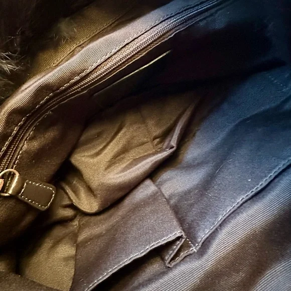 Vintage COACH Dark Brown Quilting Nylon with Fur Opening Shoulder Bag #3587 y2k - Picture 7 of 16